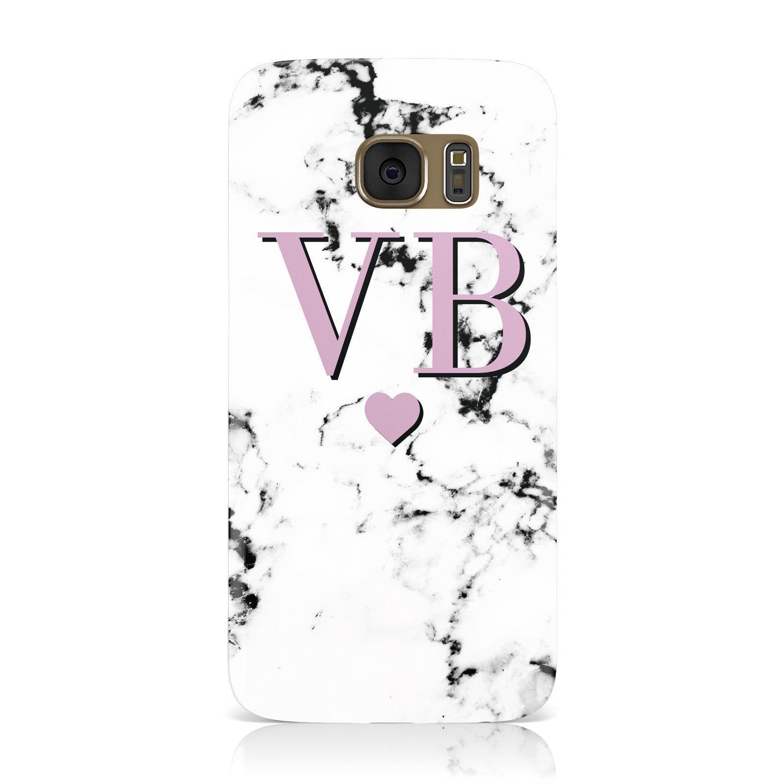 Personalised Purple Initialed Marble Heart Samsung Galaxy Case