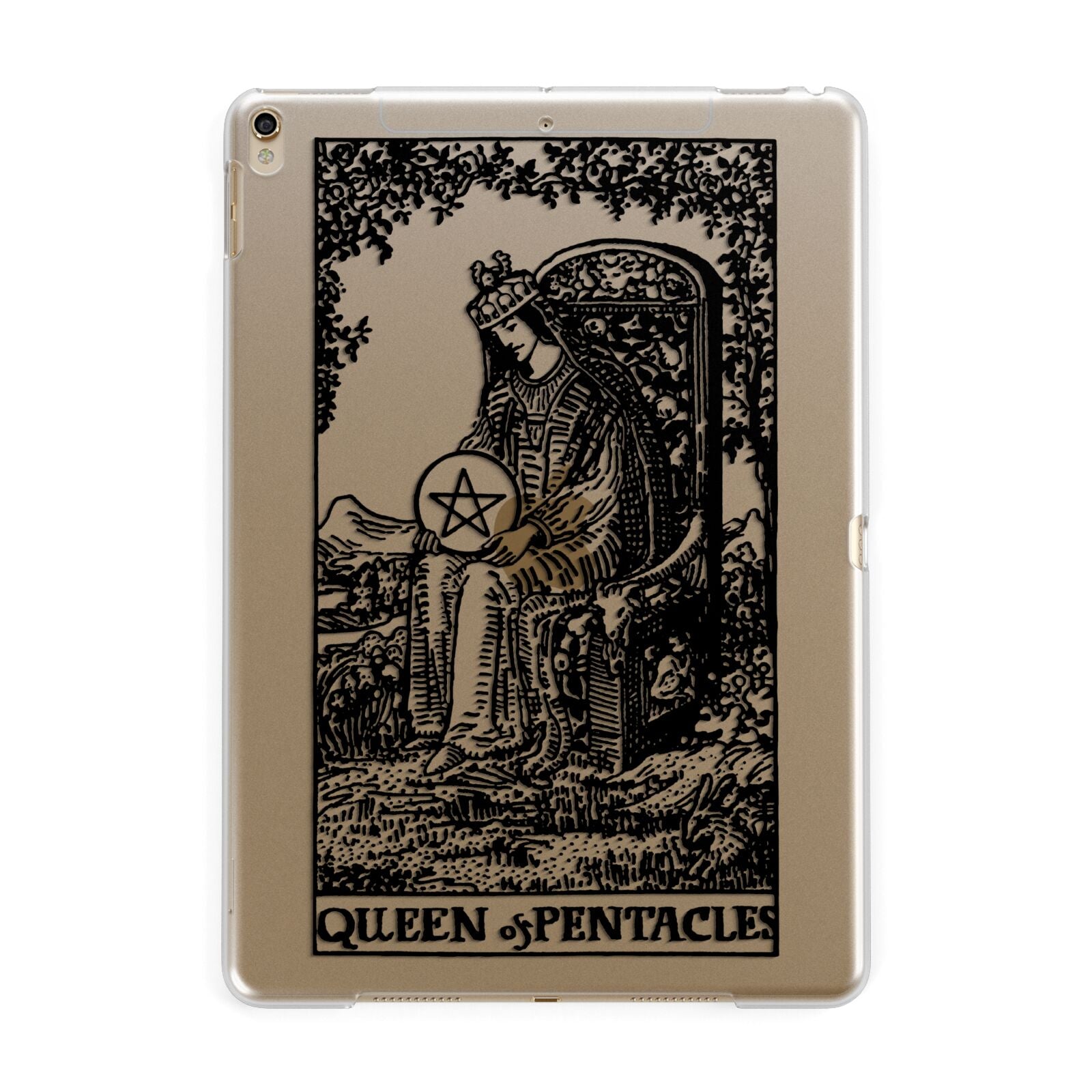 Queen of Pentacles Monochrome Apple iPad Gold Case