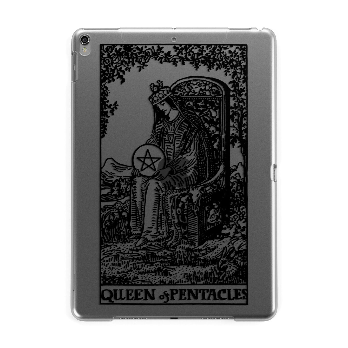 Queen of Pentacles Monochrome Apple iPad Grey Case