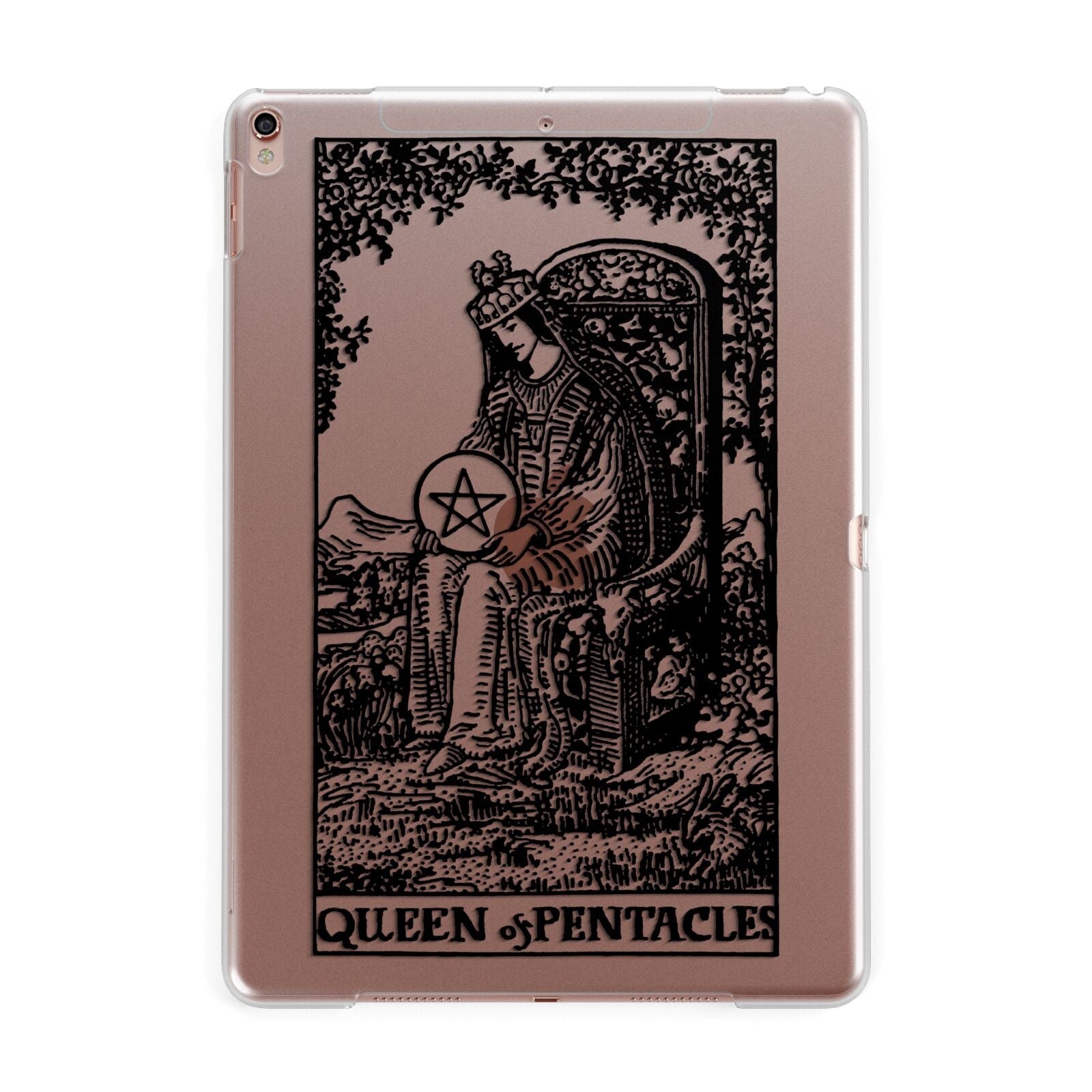 Queen of Pentacles Monochrome Apple iPad Rose Gold Case