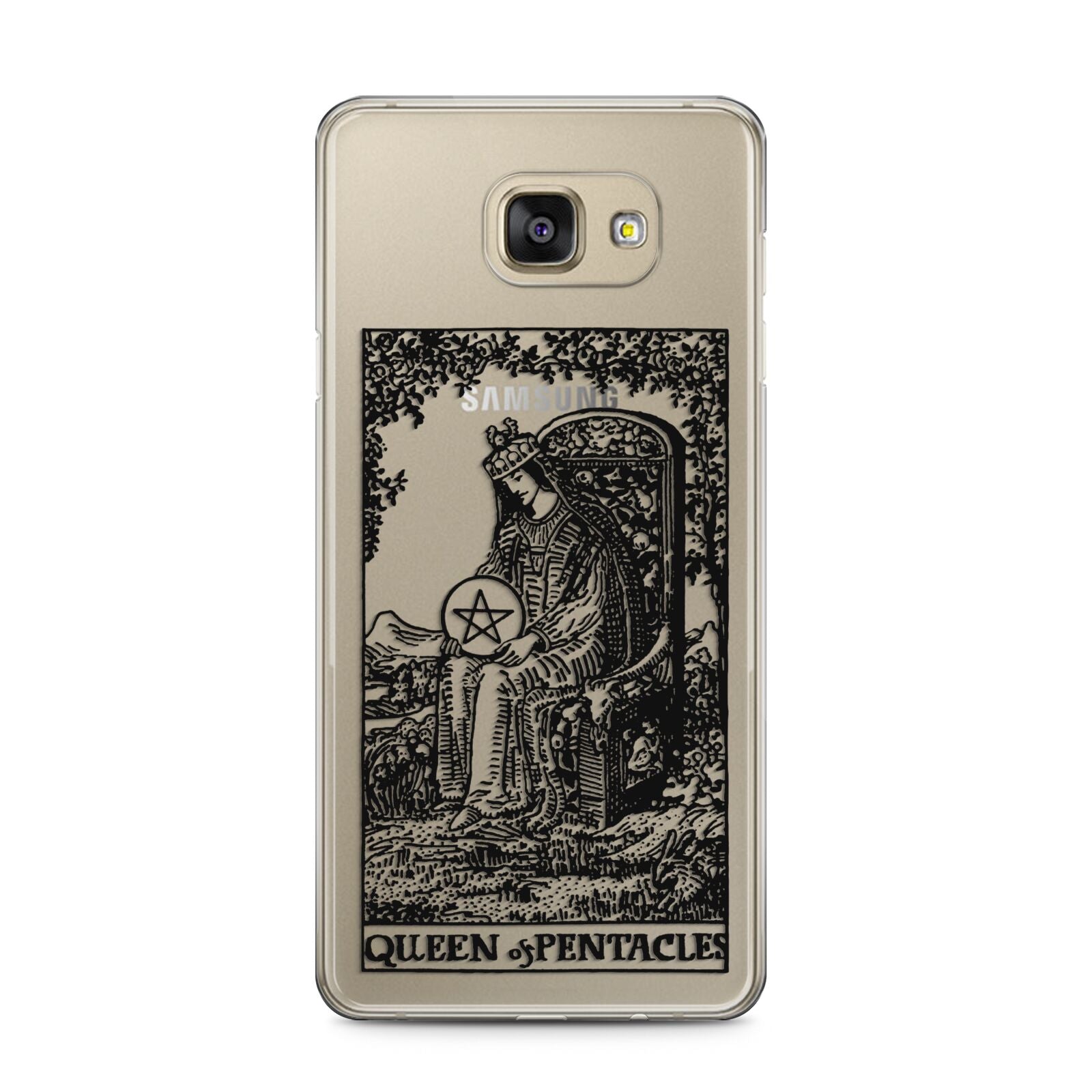 Queen of Pentacles Monochrome Samsung Galaxy A5 2016 Case on gold phone