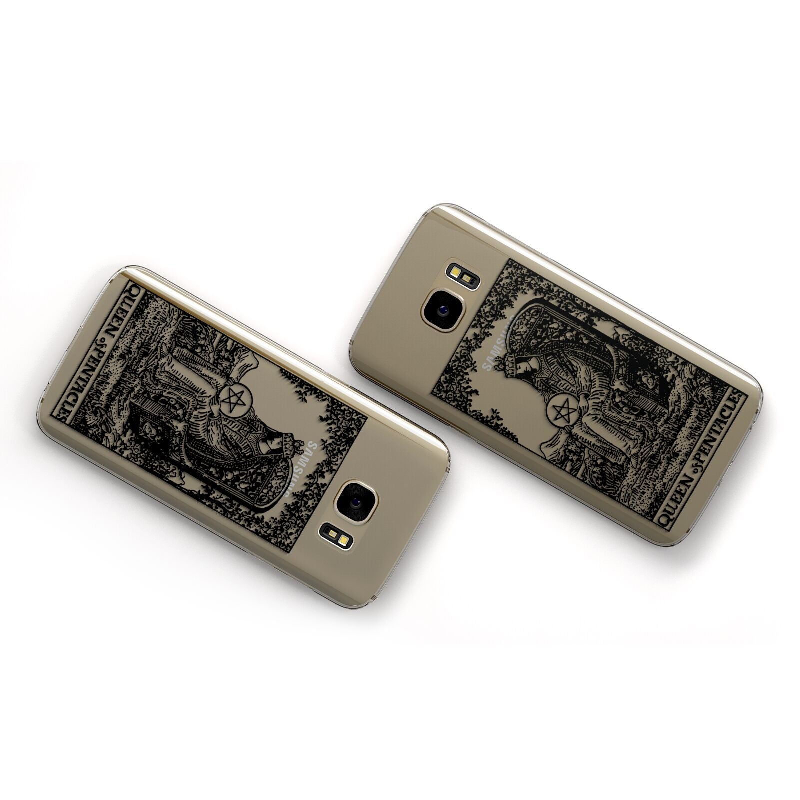 Queen of Pentacles Monochrome Samsung Galaxy Case Flat Overview