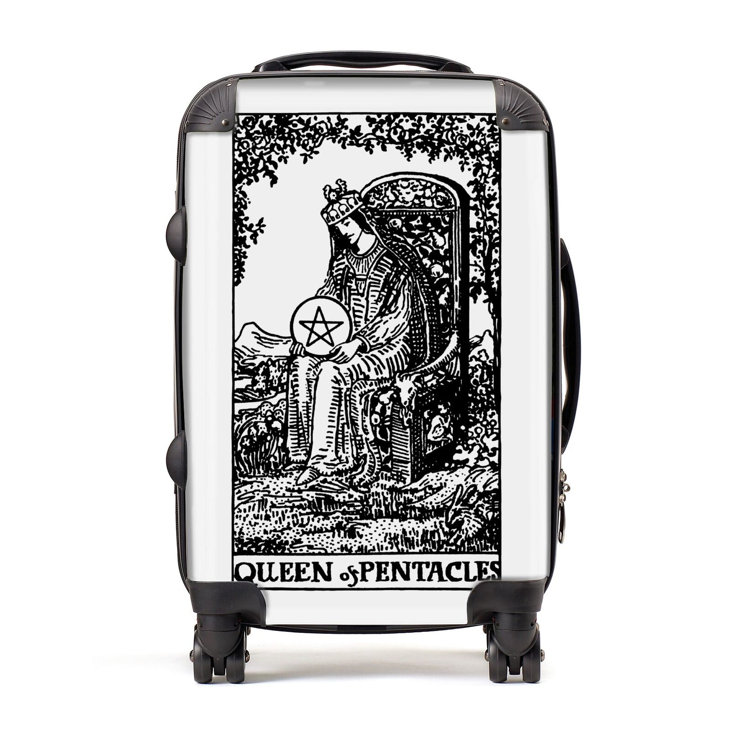 Queen of Pentacles Monochrome Suitcase