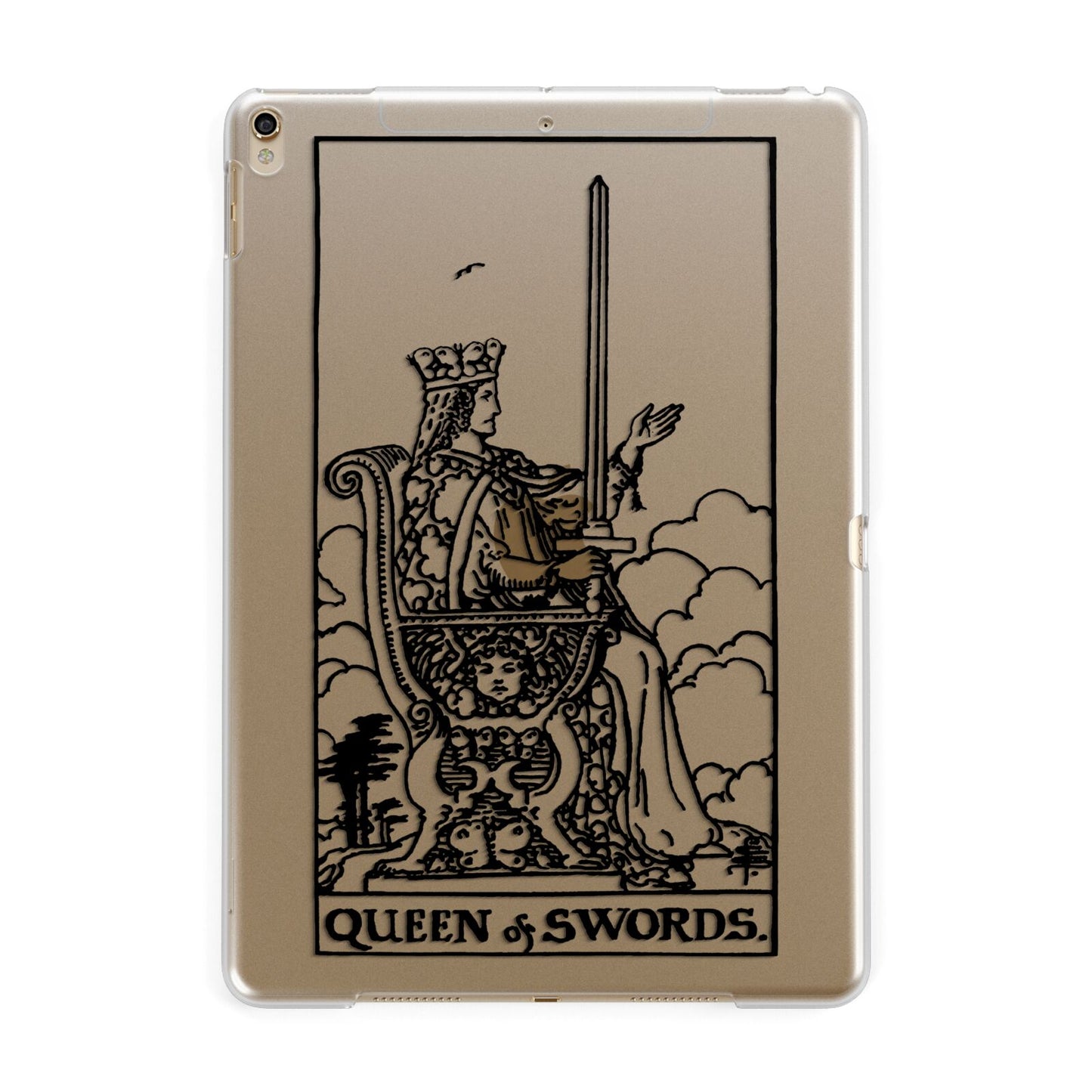 Queen of Swords Monochrome Apple iPad Gold Case