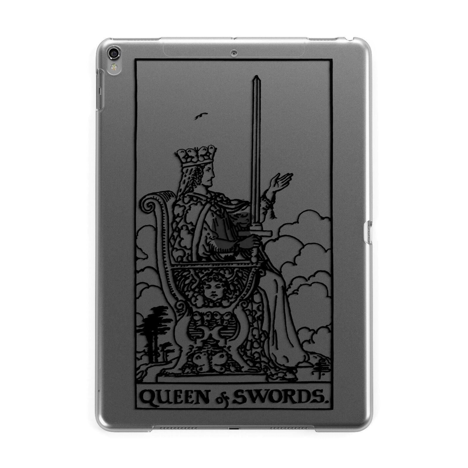 Queen of Swords Monochrome Apple iPad Grey Case