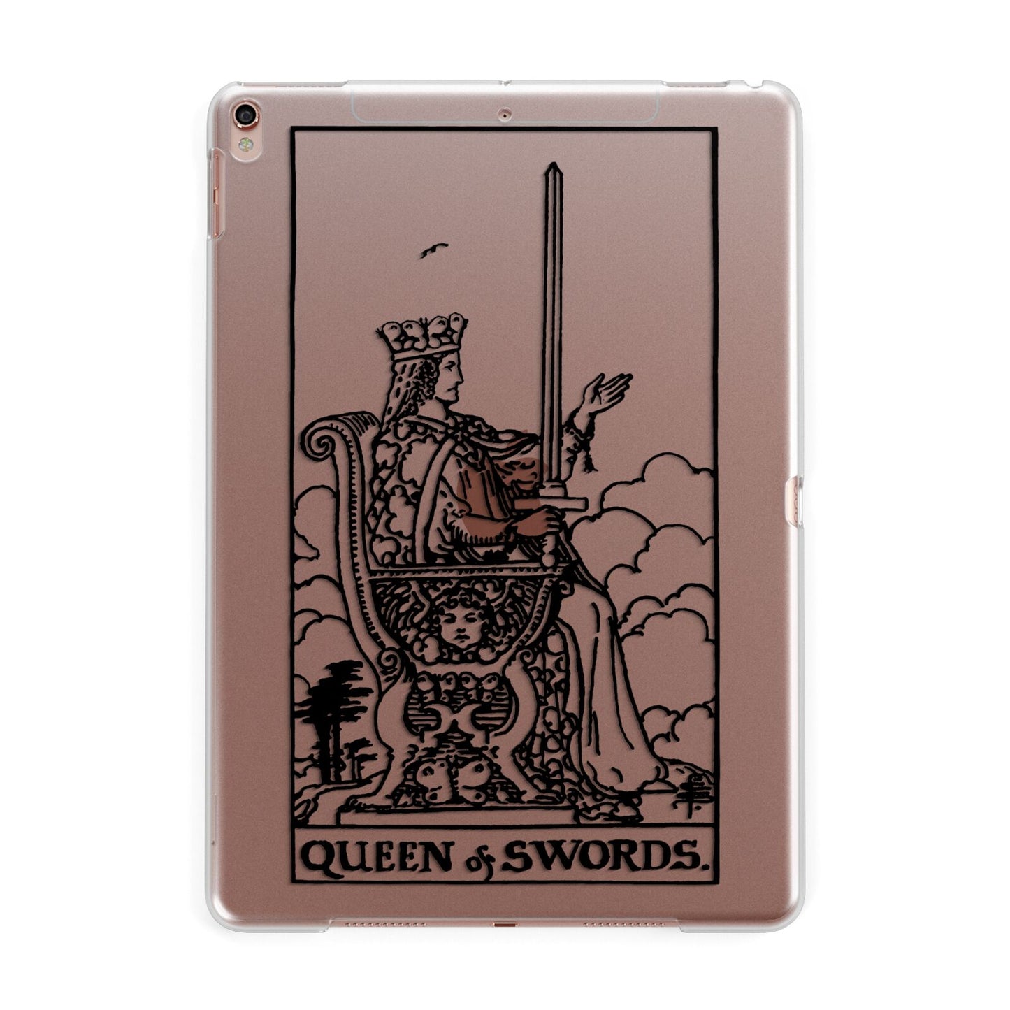 Queen of Swords Monochrome Apple iPad Rose Gold Case