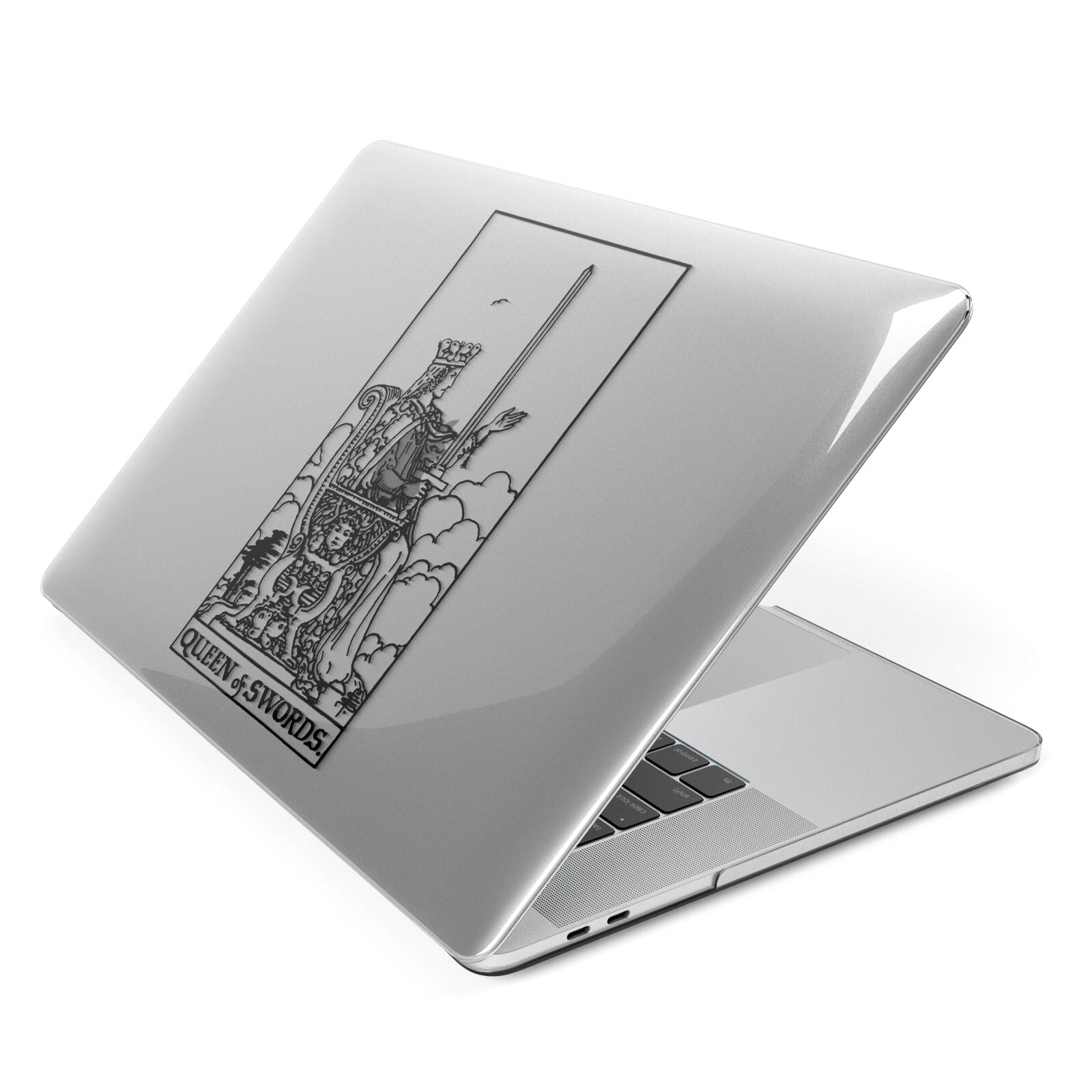 Queen of Swords Monochrome Apple MacBook Case Side View