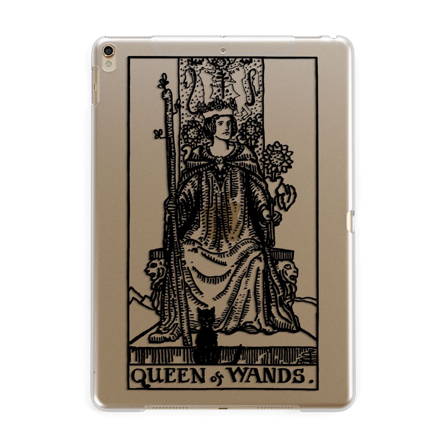 Queen of Wands Monochrome Apple iPad Gold Case