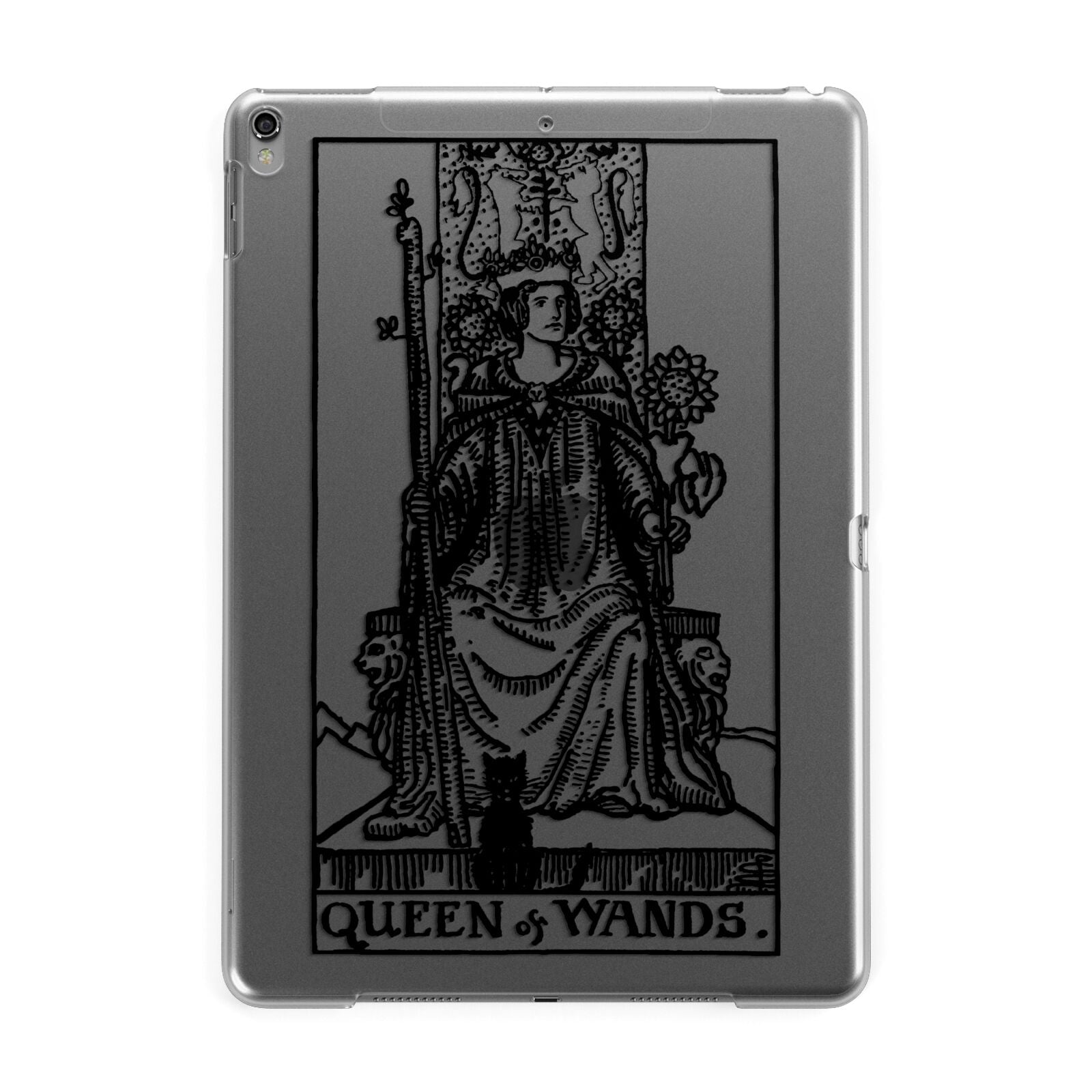 Queen of Wands Monochrome Apple iPad Grey Case