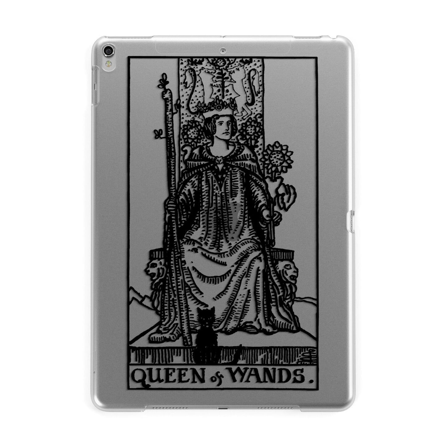 Queen of Wands Monochrome Apple iPad Silver Case