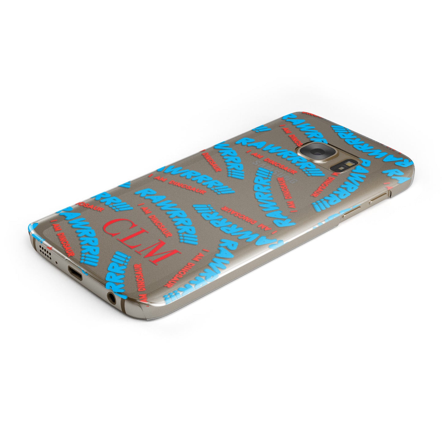 Personalised Rawr Dino Initials Samsung Galaxy Case Bottom Cutout