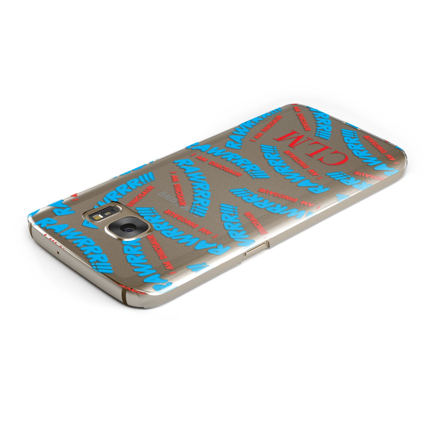 Personalised Rawr Dino Initials Samsung Galaxy Case Top Cutout