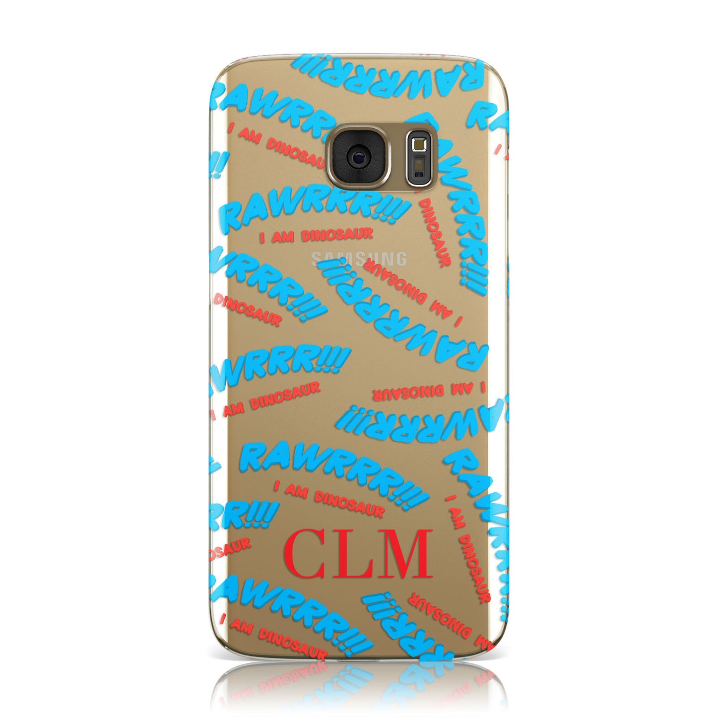 Personalised Rawr Dino Initials Samsung Galaxy Case