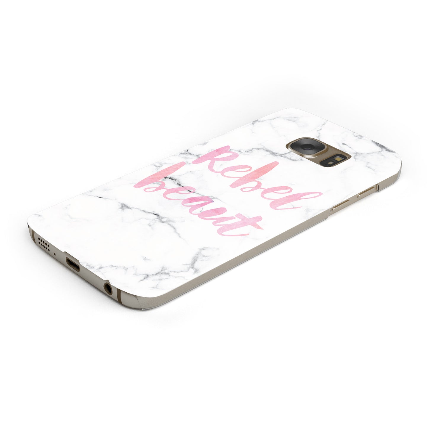 Rebel Heart Grey Marble Effect Samsung Galaxy Case Bottom Cutout