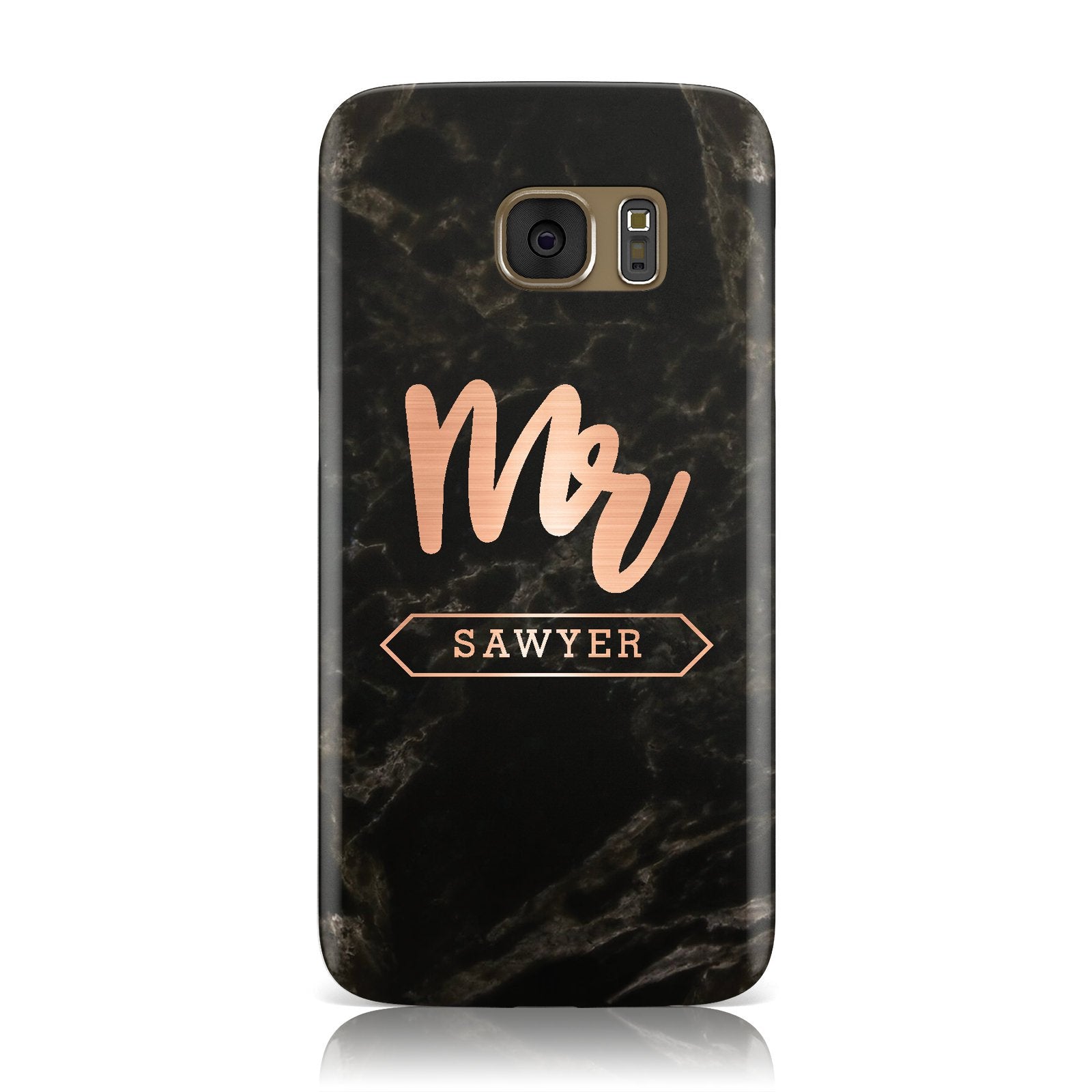 Personalised Rose Gold Mr Surname Marble Samsung Galaxy Case