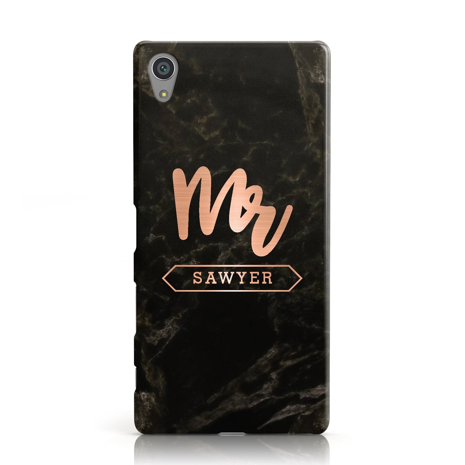 Personalised Rose Gold Mr Surname Marble Sony Xperia Case