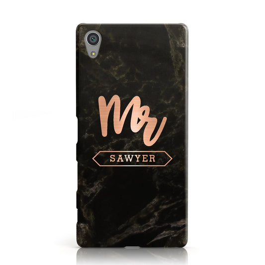 Personalised Rose Gold Mr Surname Marble Sony Xperia Case