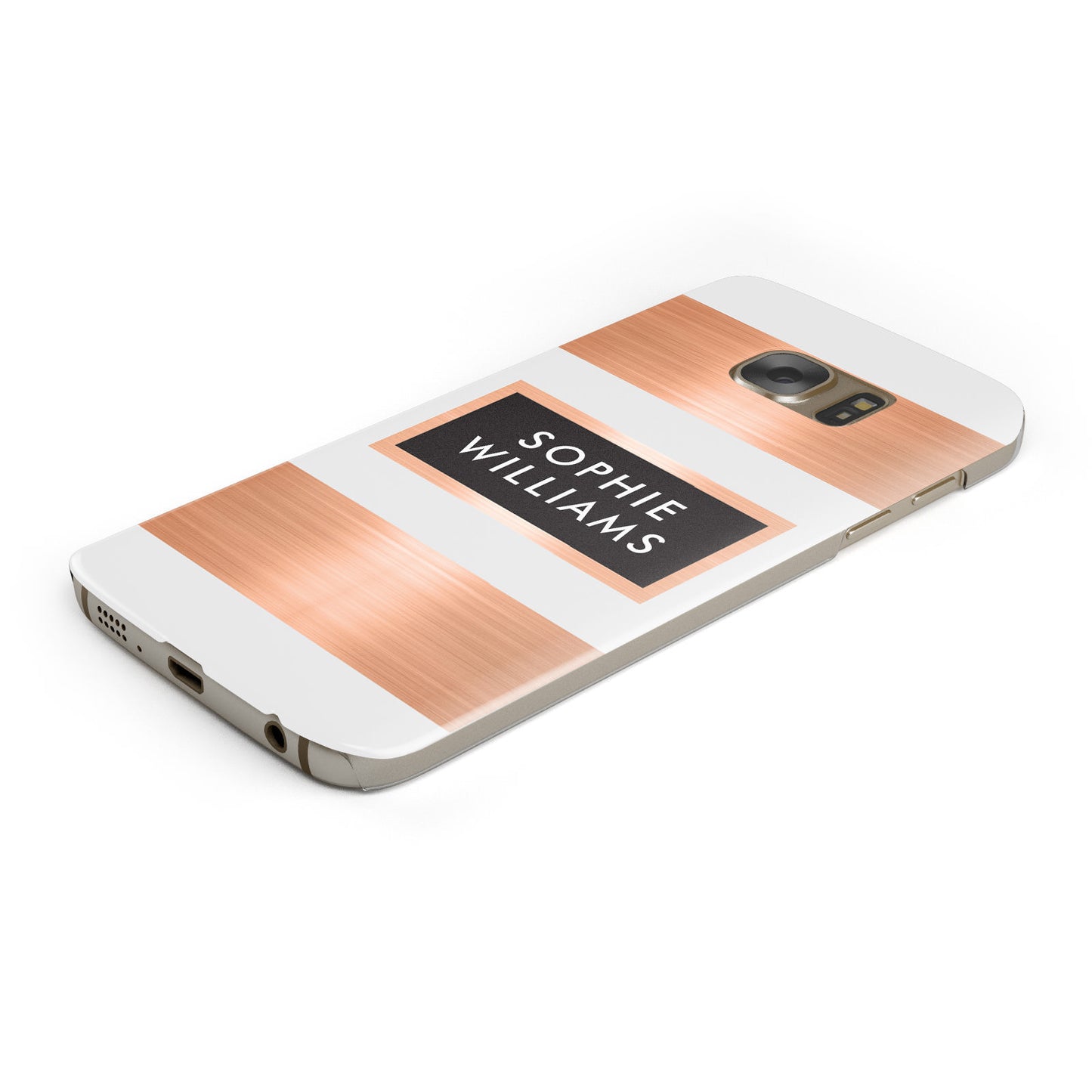 Personalised Rose Gold Name Text Initials Samsung Galaxy Case Bottom Cutout