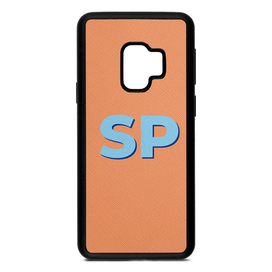 Personalised Orange Saffiano Leather Samsung S9 Case