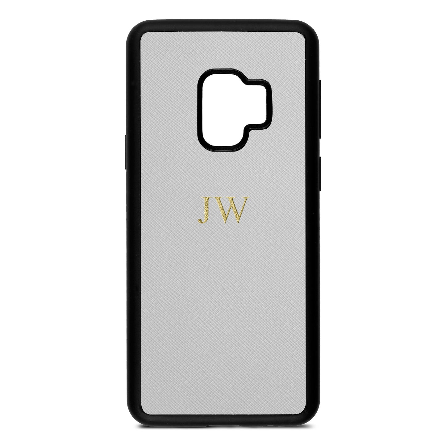 Personalised Silver Saffiano Leather Samsung S9 Case