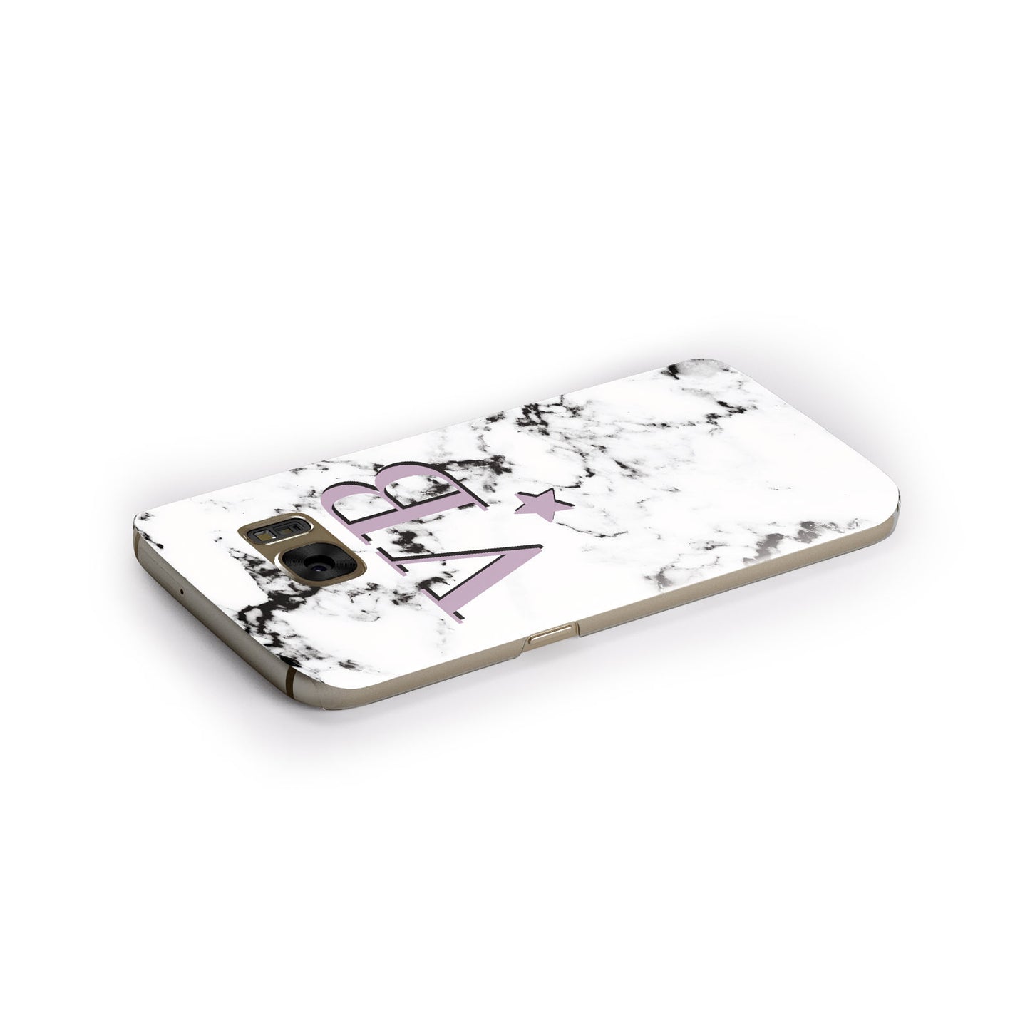 Personalised Star With Monogram Marble Samsung Galaxy Case Side Close Up