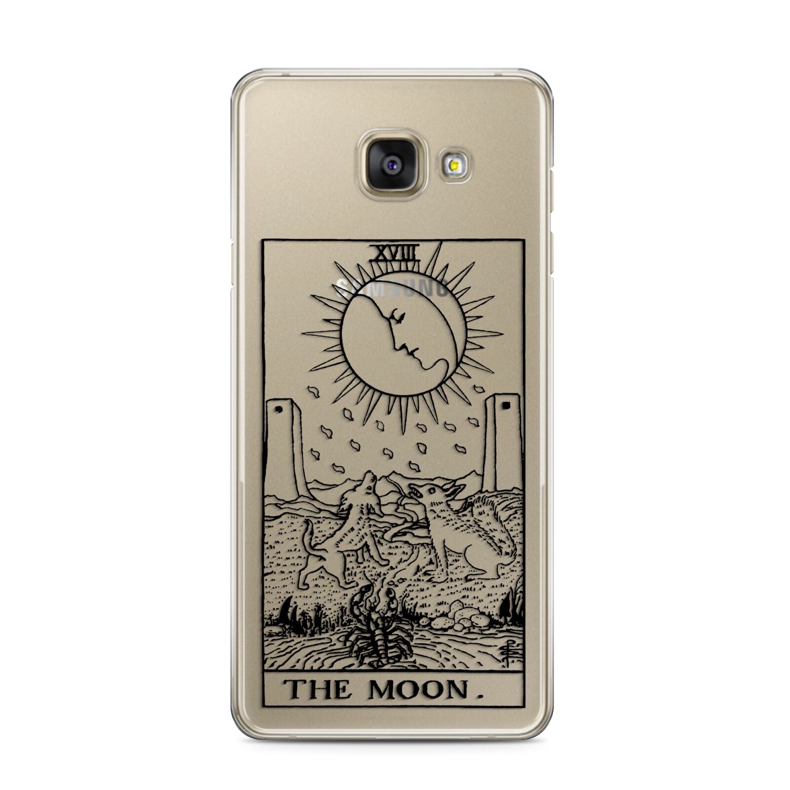 The Moon Monochrome Samsung Galaxy A3 2016 Case on gold phone