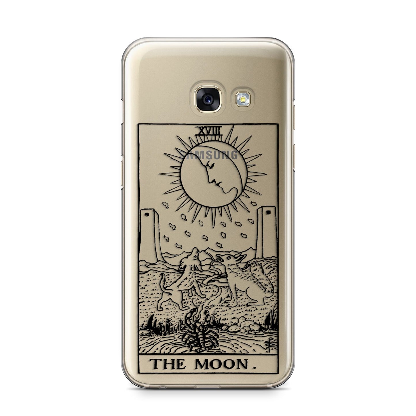The Moon Monochrome Samsung Galaxy A3 2017 Case on gold phone
