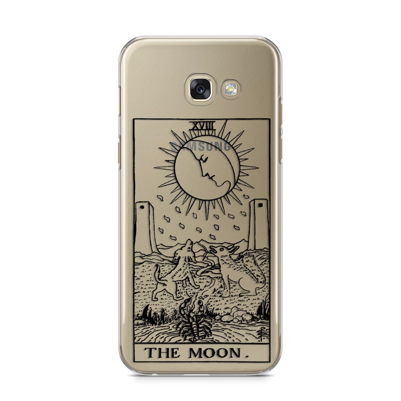 The Moon Monochrome Samsung Galaxy A5 2017 Case on gold phone