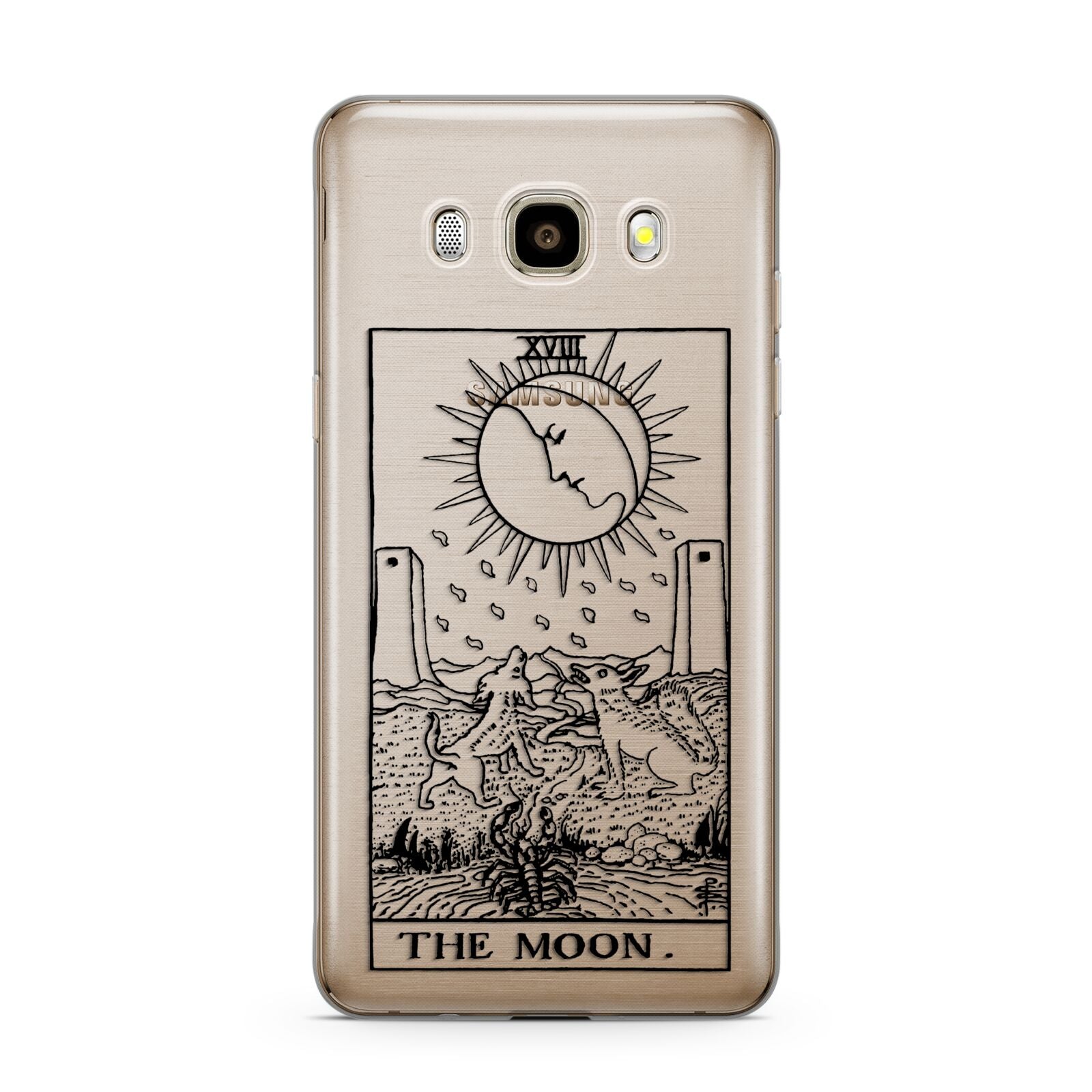 The Moon Monochrome Samsung Galaxy J7 2016 Case on gold phone
