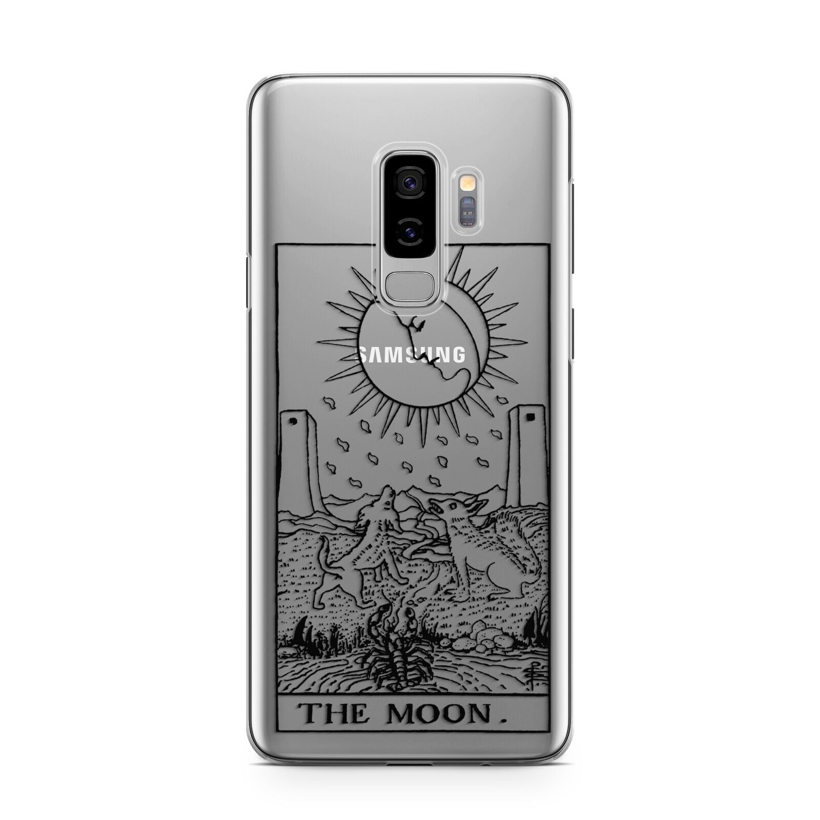 The Moon Monochrome Samsung Galaxy S9 Plus Case on Silver phone