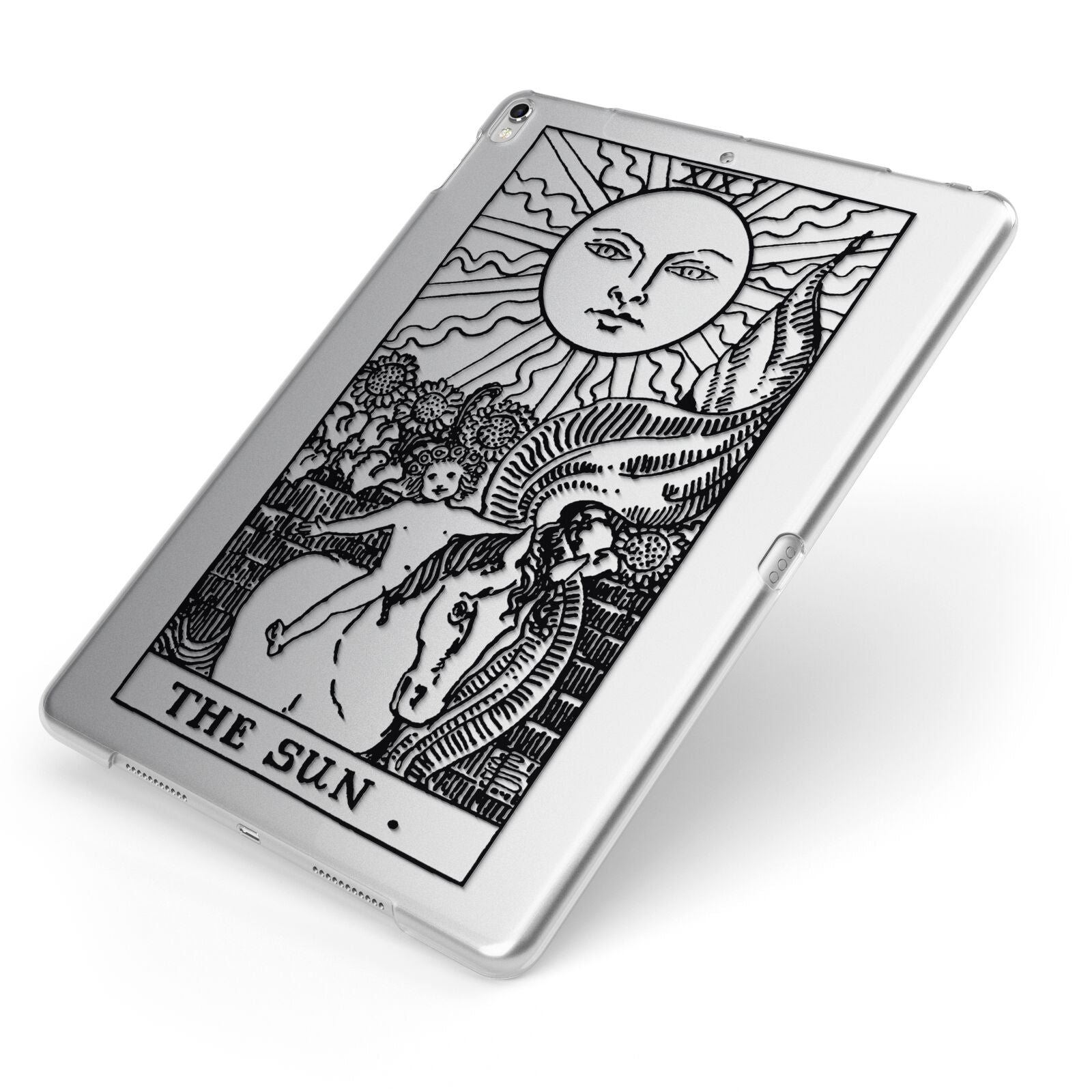 The Sun Monochrome Apple iPad Case on Silver iPad Side View