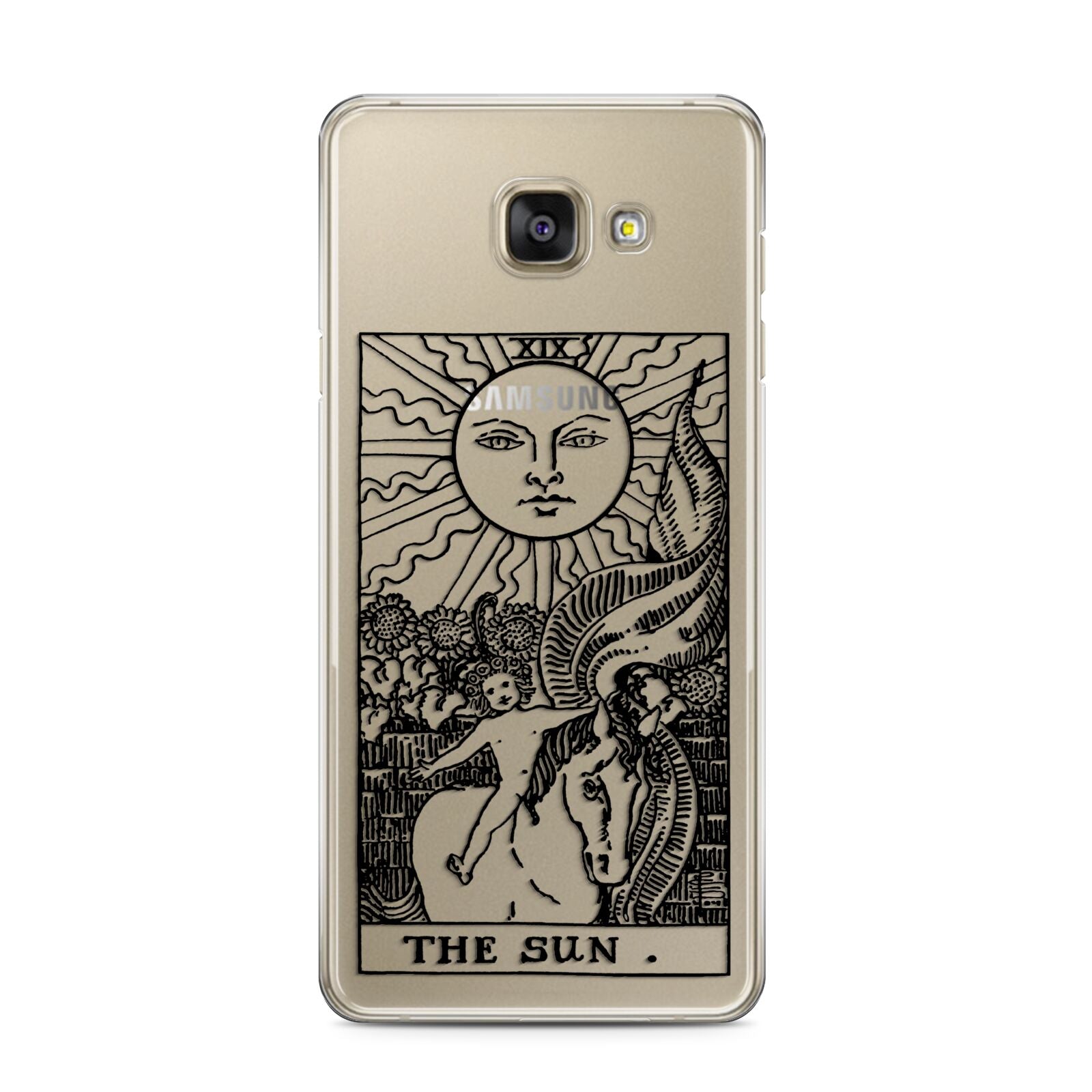 The Sun Monochrome Samsung Galaxy A3 2016 Case on gold phone