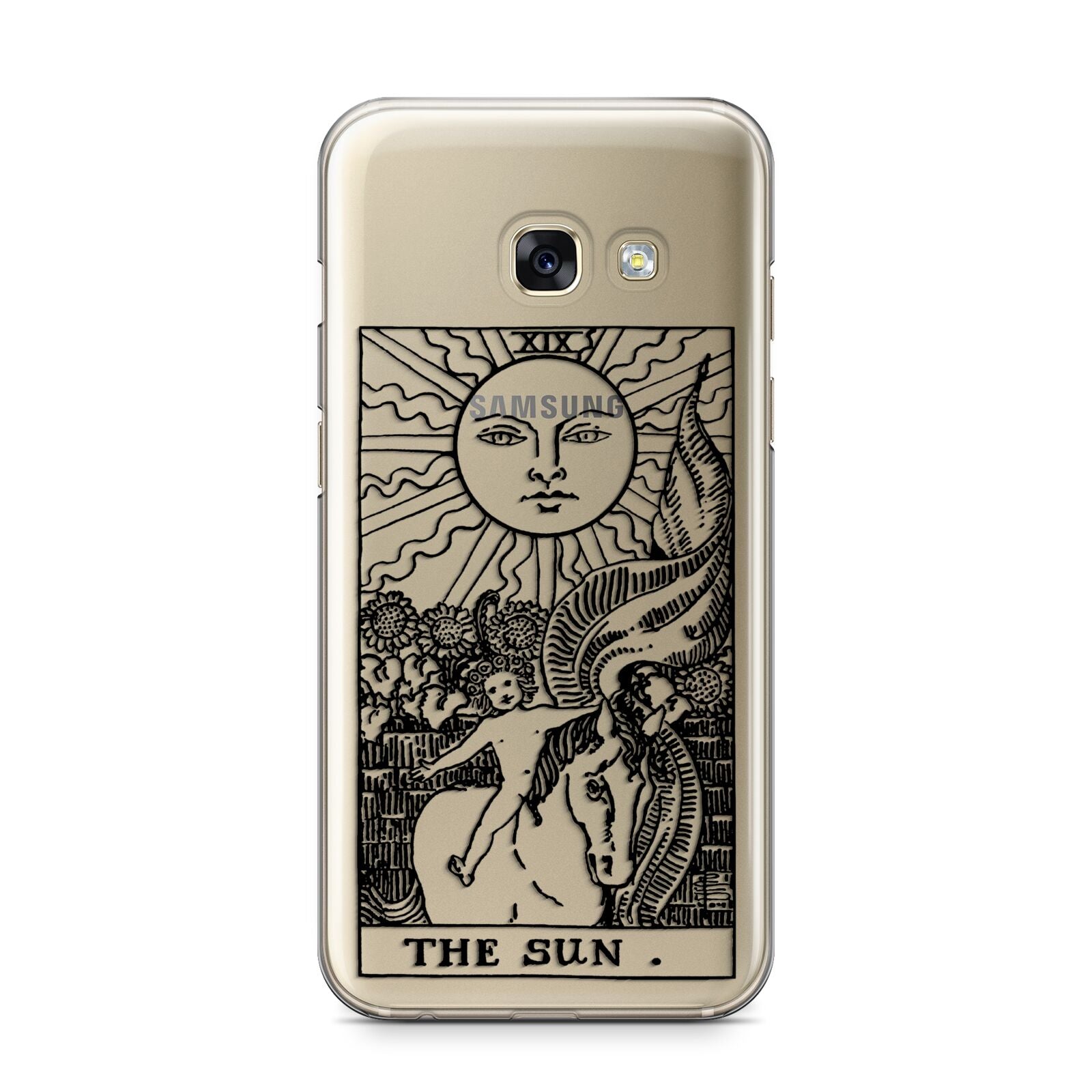 The Sun Monochrome Samsung Galaxy A3 2017 Case on gold phone