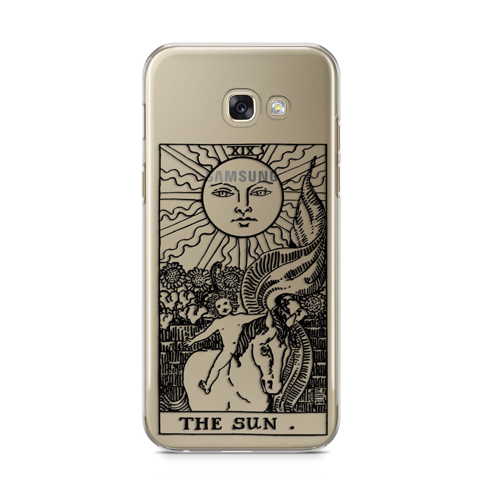 The Sun Monochrome Samsung Galaxy A5 2017 Case on gold phone