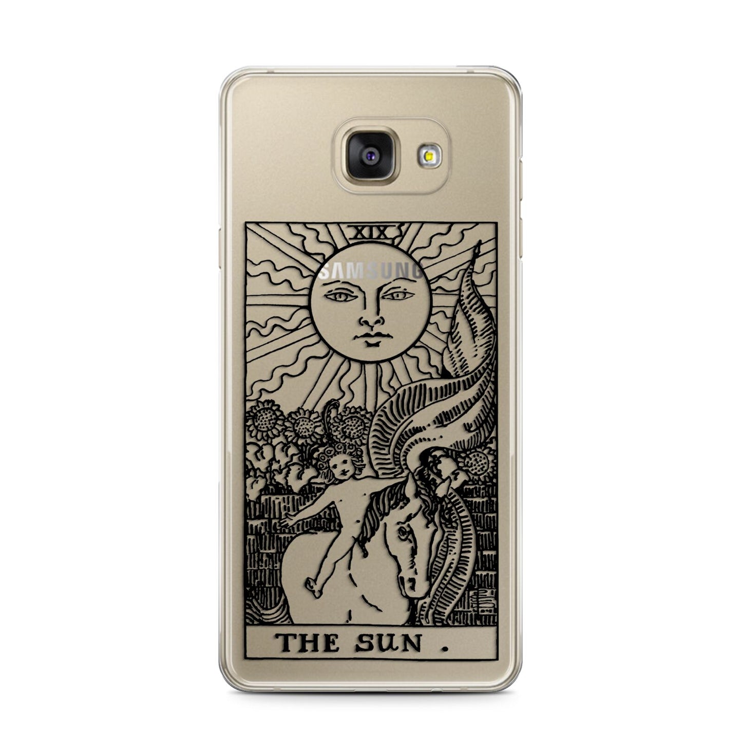 The Sun Monochrome Samsung Galaxy A7 2016 Case on gold phone