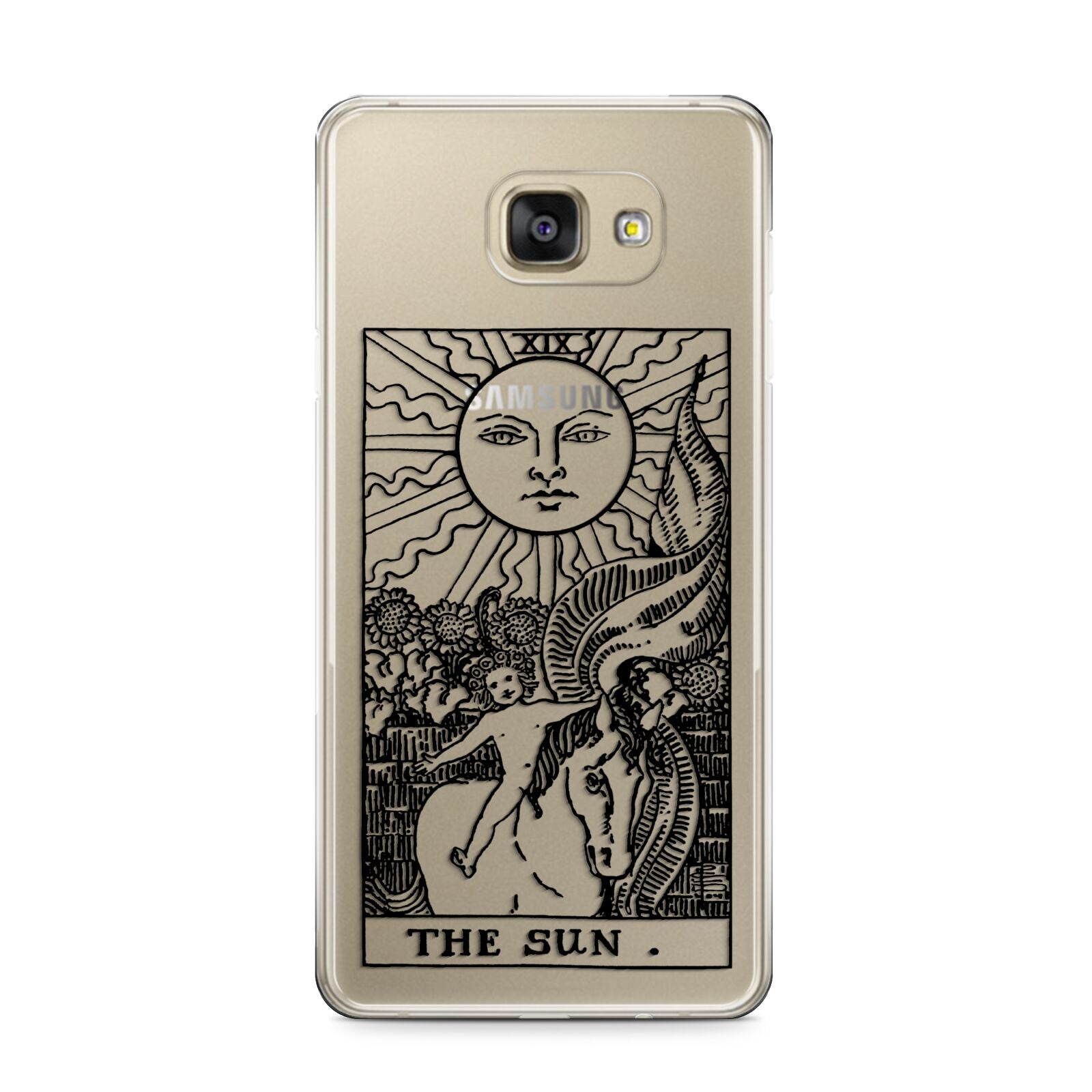 The Sun Monochrome Samsung Galaxy A9 2016 Case on gold phone