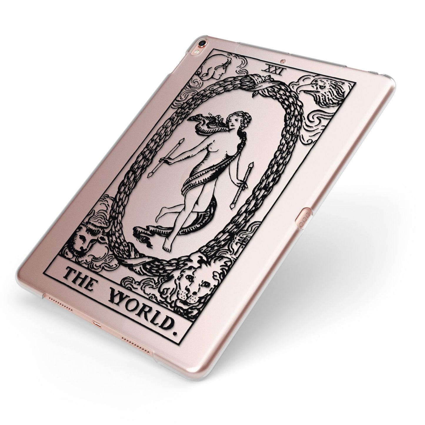 The World Monochrome Apple iPad Case on Rose Gold iPad Side View