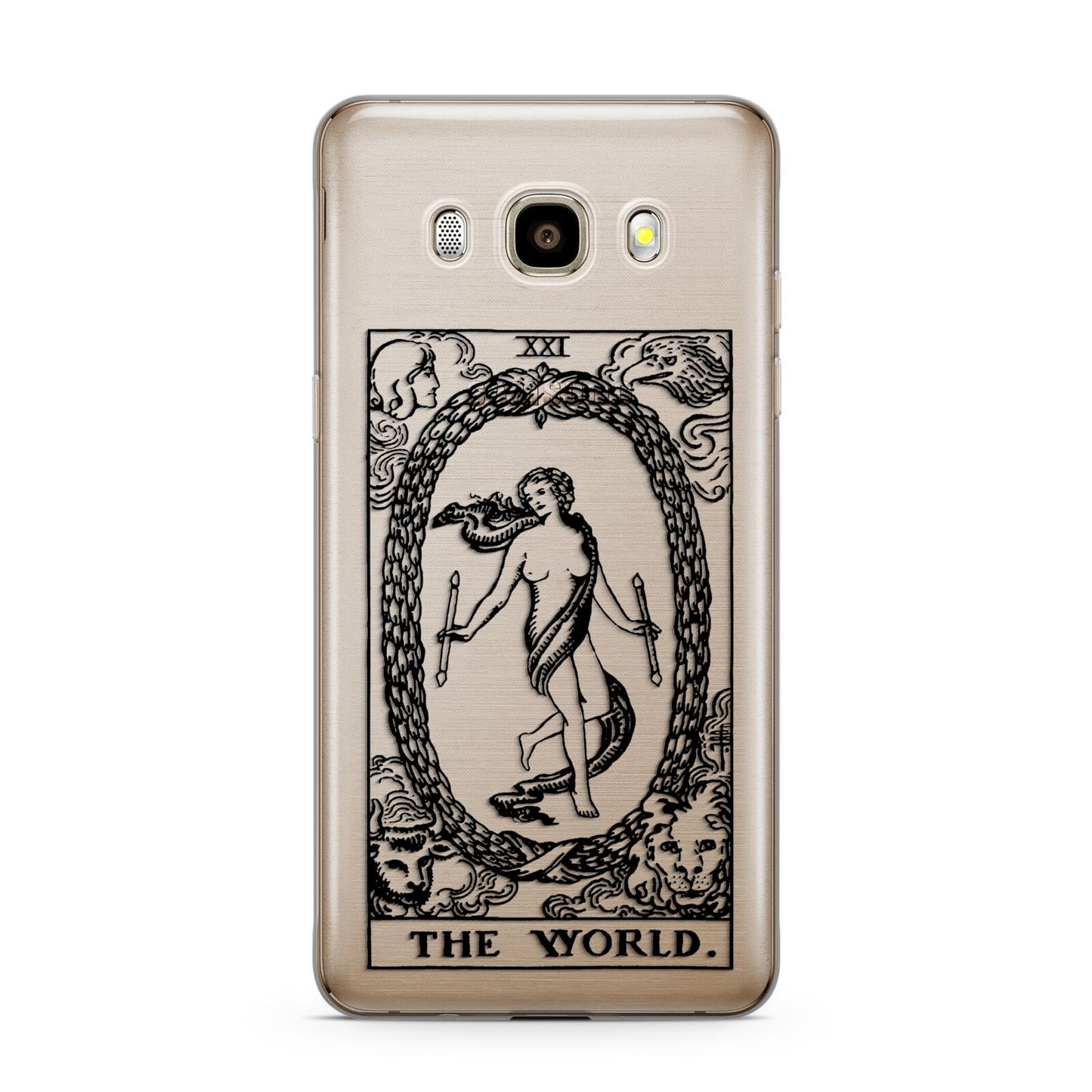 The World Monochrome Samsung Galaxy J7 2016 Case on gold phone