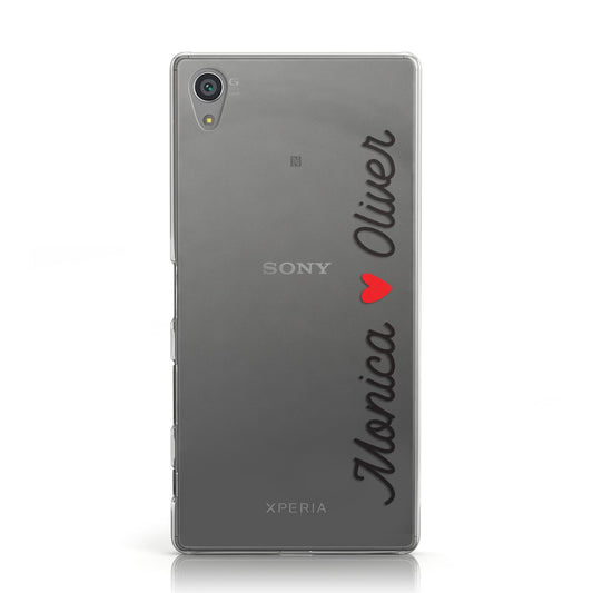 Personalised Two Names Couples Clear Custom Black Sony Xperia Case