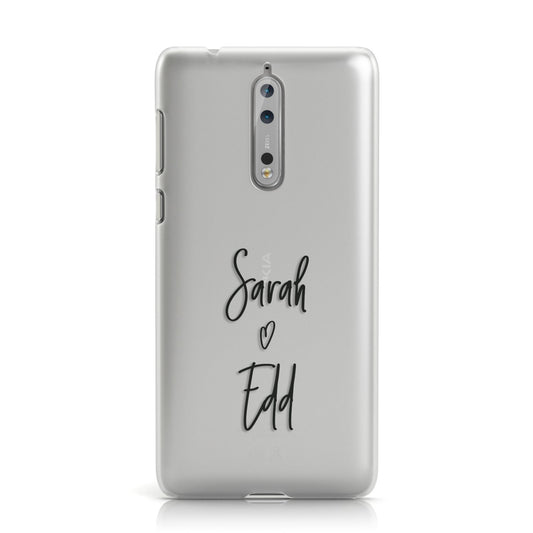 Personalised Valentines Couple Names Black Nokia Case