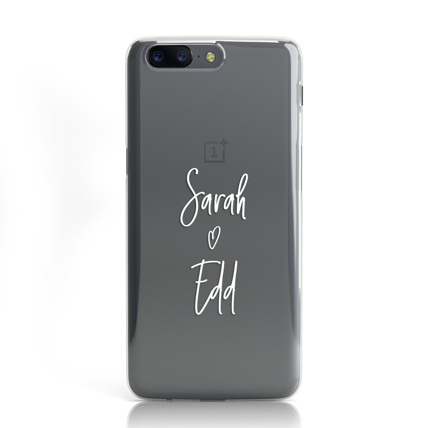 Personalised Valentines Couple White Names Transparent Oneplus Case