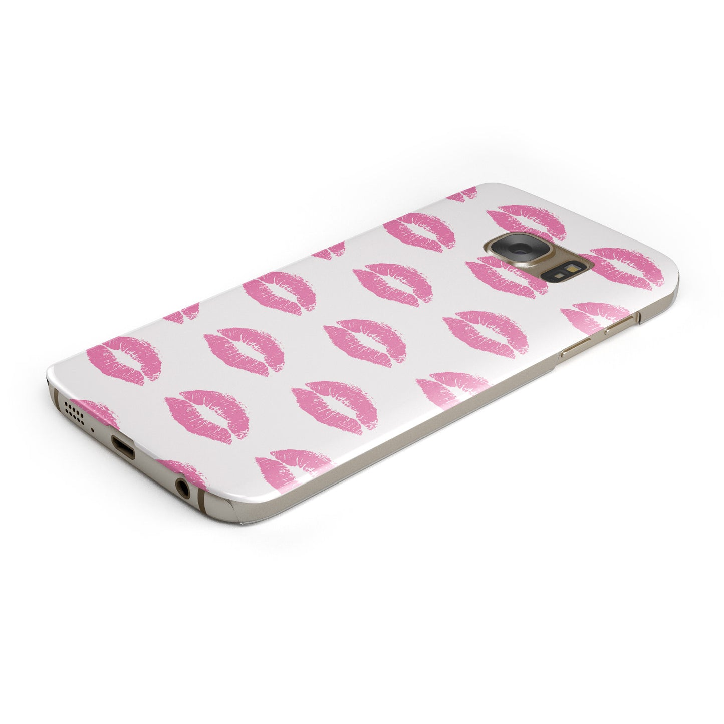 Valentines Pink Kisses Lips Samsung Galaxy Case Bottom Cutout