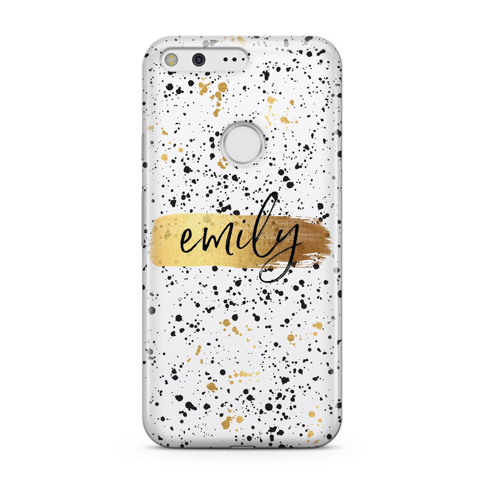 Personalised White & Gold Ink Splat Name Google Case