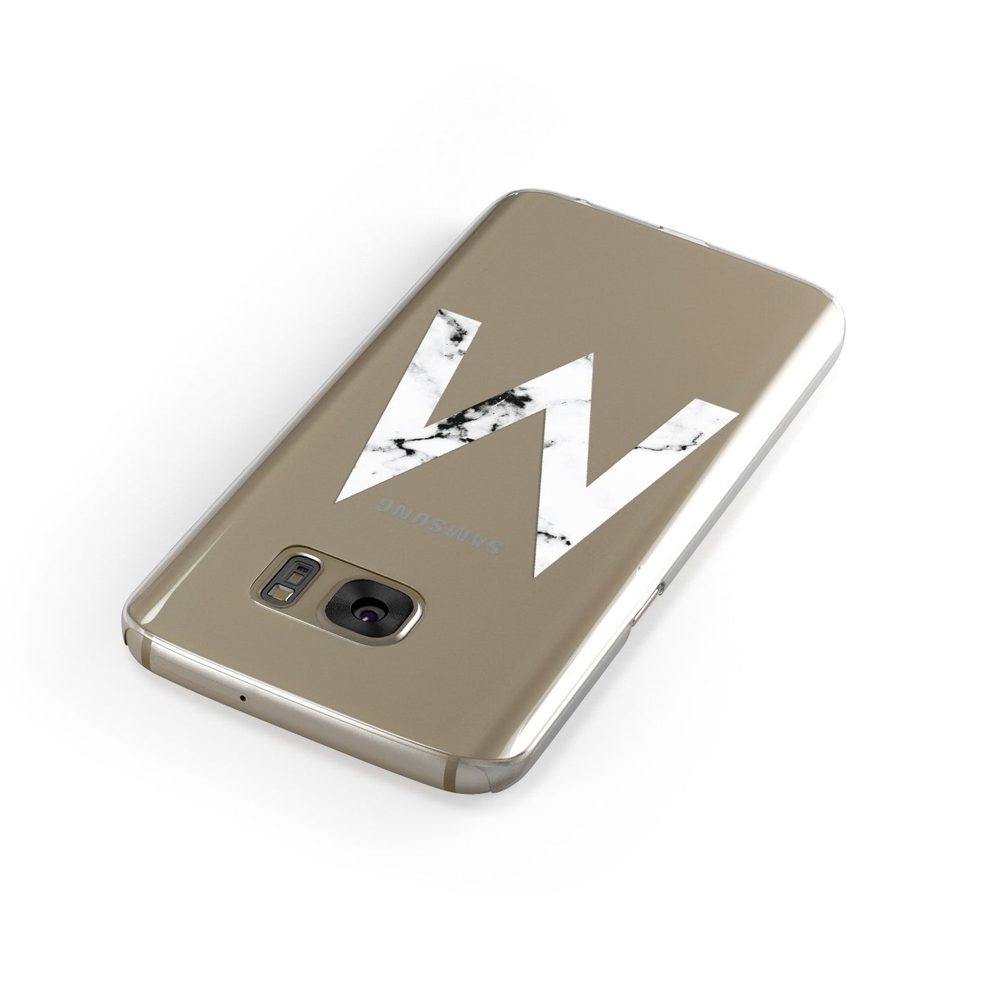 Personalised White Marble Initial Clear Custom Samsung Galaxy Case Front Close Up