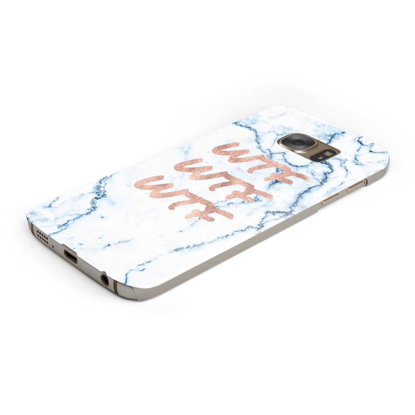 Wtf Rose Gold Blue Marble Effect Samsung Galaxy Case Bottom Cutout